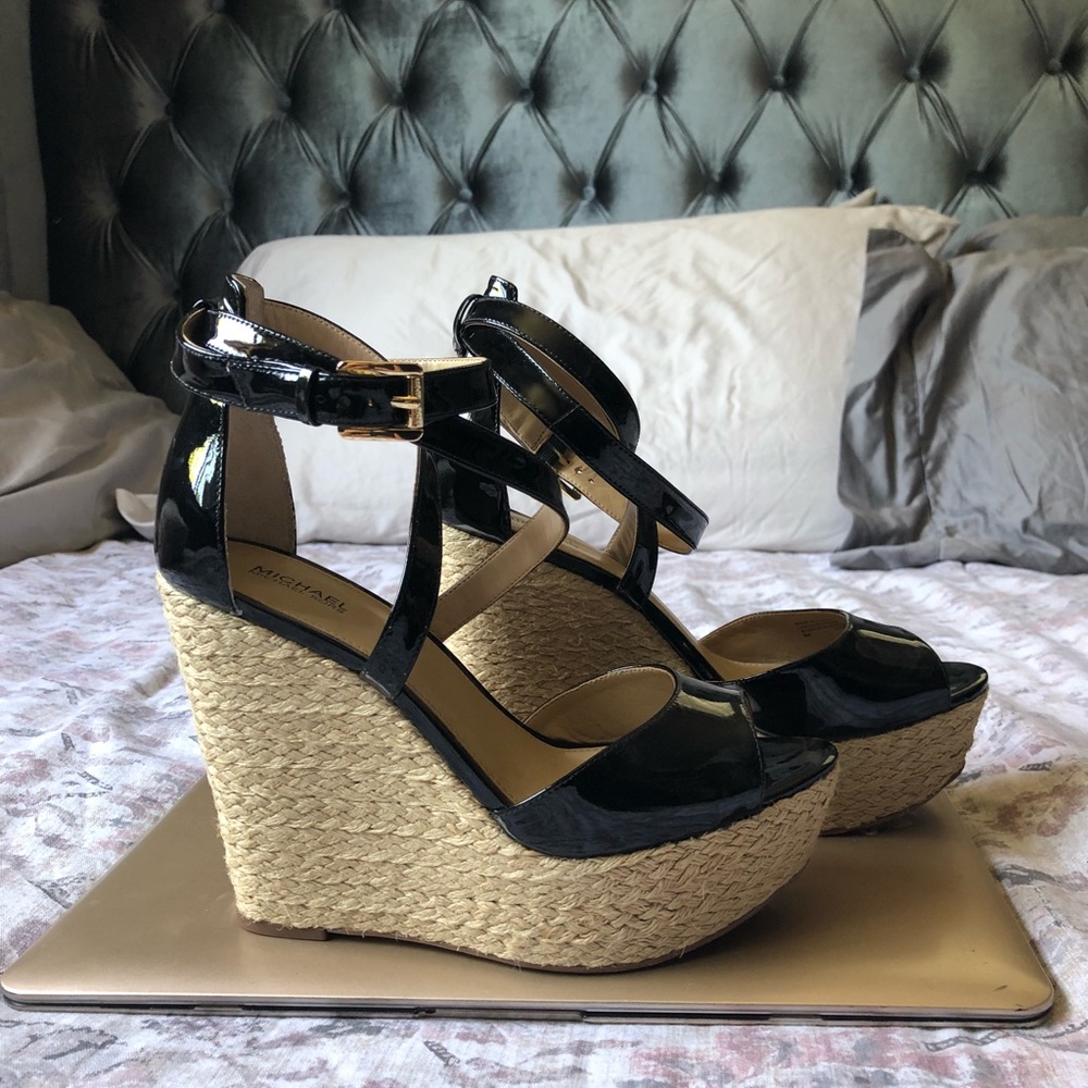 Michael Kors Black Patent Wedges - Picture 6 of 8